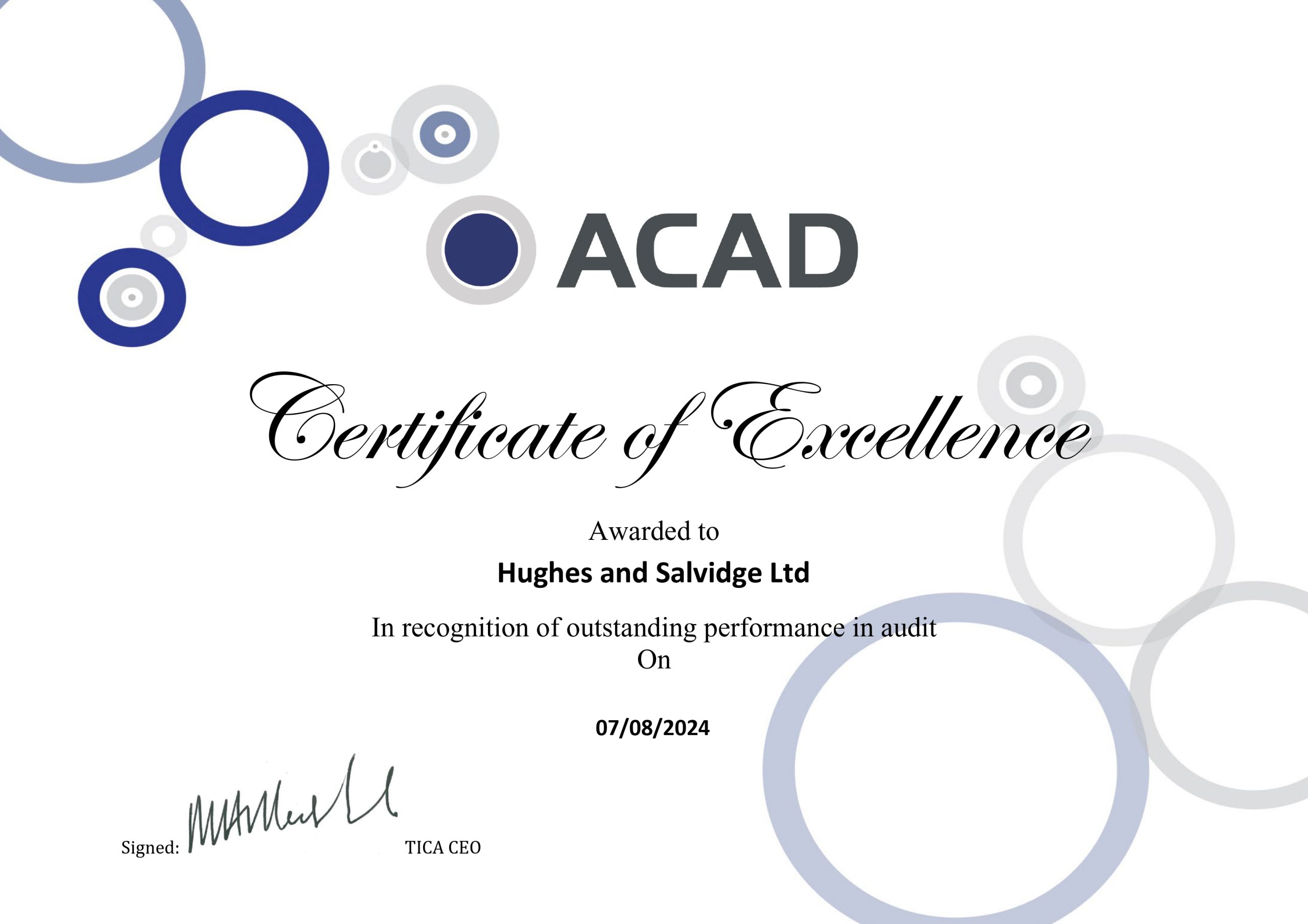 ACAD Certificate of Excellence 2024